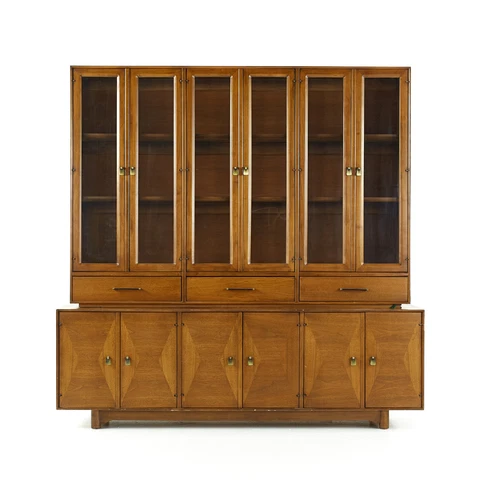 Ramseur Furniture Mid Century Walnut Harlequin Buffet and Hutch Cover