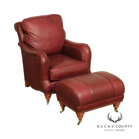 Leather Master Red Leather Lounge Chair and Ottoman Cover