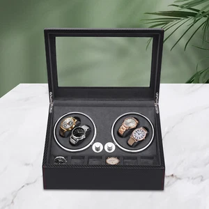 4+6 Slot Auto Rotating Watch Winder Display Box Case Storage Holder Gift NEW - Picture 1 of 25