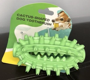 Cactus-Shaped Dog Toothbrush Green Canine Chew Toy New - Picture 1 of 2