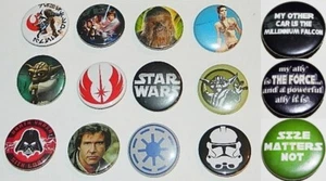 Classic Star Wars Metal Pin-Back Button Assortment of 15 C&D YOU CHOOSE BUTTON - Picture 1 of 15