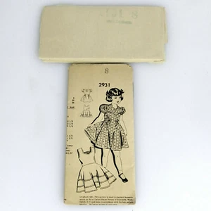 Girls Dress Sewing Pattern 2931 Sz 8 Vtg 40s 50s Mail Order Rockabilly Ephemera - Picture 1 of 5