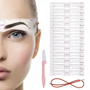 14Pcs Eyebrow Stencils Shaper Grooming Kit Brow Make-Up Template Tool Reusable - Picture 1 of 12