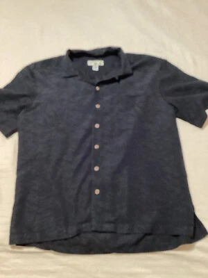 Caribbean Joe Let Go Black Short Sleeve Button Up Size L - Image 1 of 4