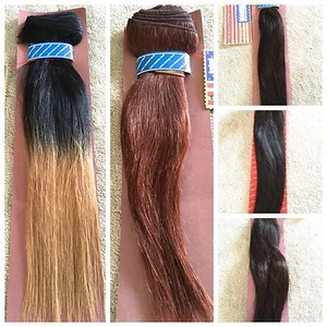 100% HUMAN HAIR by AMERICAN PRIDE - 12, 14, 18 inches Euro and Yaki weave - Picture 1 of 114