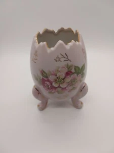 Vtg 1962 INARCO Pink Porcelain Footed Egg Vase Planter Trinket Dish E-116M - Picture 1 of 5