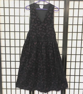 Vintage 80er schwarz Cord Pullover Kleid rosa Paisley Print Small/Med lustig süß B2 - Bild 1 von 12