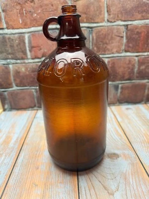 Botella de vidrio Clorox ámbar vintage de medio galón sin tapa Foto 1 de 3