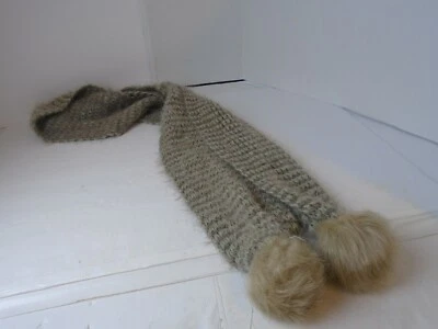 Simply Noelle Winter Neck Wrap Scarf Gray Fuzzy Soft Plush fur knobs - Image 1 of 4