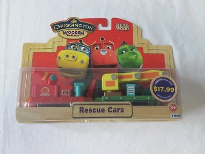 CHUGGINGTON WOODEN RAILWAY RESCUE CARS REAL WOOD LIMITED NEW IN BOX - Image 1 of 4