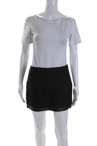 Diane Von Furstenberg Womens Cotton Jacquard Lined Mini Skirt Black Size 2 - Picture 1 of 7