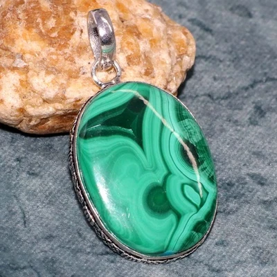 Colgante Crisocola Malaquita 925 Chapado en Plata 2" Regalos Joyería GW Foto 1 de 3