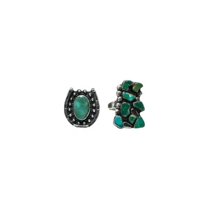 2 Native American Sterling Silver & Turquoise Rings - Sz. 5 & 6 - Picture 1 of 9