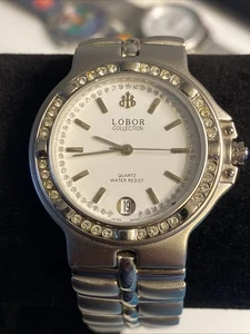 Lobor Unisex 23K Gold-Plated Water-Resistant Watch With Crystals New Battery - Picture 1 of 10