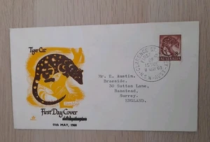 Australia FDC 1960 Tiger Cat. 8d Stamp Posted To England - Picture 1 of 2