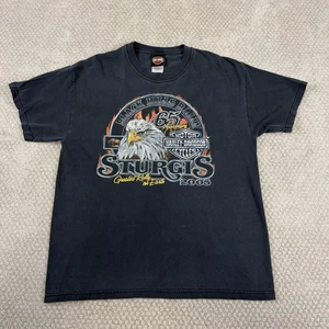 Vintage Harley Davidson Sturgis Rally Shirt Herren Gr. L 2005 Y2K Faded Black Distress - Bild 1 von 8