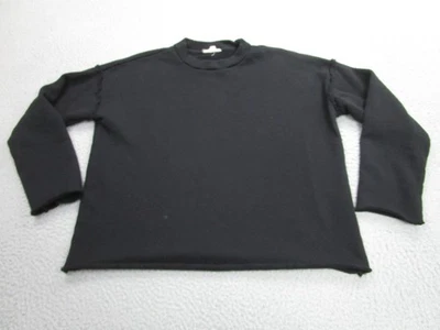 Suéter Eileen Fisher Mujer Extra Pequeño Negro Algodón Orgánico Dobladillo Crudo Pullover Foto 1 de 4