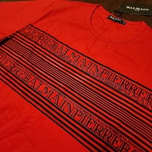 Camisa BALMAIN PARIS NUEVA CON ETIQUETAS Para Hombres Roja Negra Logo Repetición Retro Como Talla XXXL Elastizada  - Imagen 1 de 5