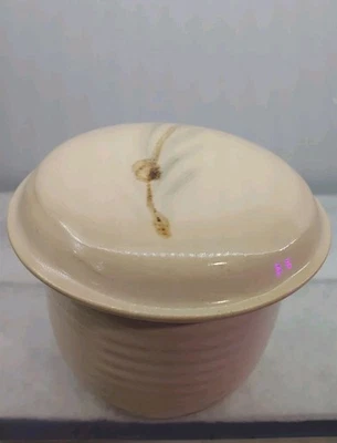 Butter Bell Dish Keeper Studio Pottery Art Signed Cream, Pine Bough, 2 piece - Image 1 of 4