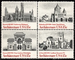 US Stamps Scott # 1838 - # 1841 # 1841a Mint NH Se-Tenant Block Architecture - Picture 1 of 1