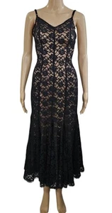 NORMA KAMALI Black Stretch Lace V Neck Sleeveless Midi Dress S - Picture 1 of 6