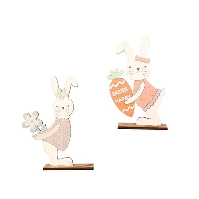 2 Light Easter Standing Wood Table Decorations - Image 1 of 4