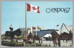 Expo '67 General View on Île Notre-Dame Canada Pavilion Montreal Quebec Postcard - Picture 1 of 2
