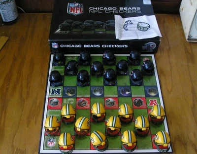 Vintage 2009 NFL Checkers Board Game Green Bay Packers VS Chicago Bears Helmets - Image 1 of 4