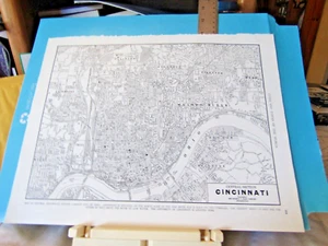 1949 City Map of Cincinnati Ohio OH 14x11" sheet streets parks points interest - Picture 1 of 5