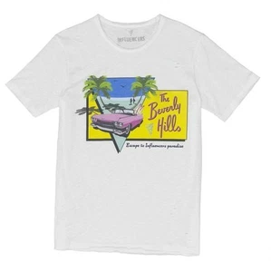 T-SHIRT UOMO INFLUENCER TG. XL MAGLIETTA BEVERLY HILLS TAGLI EFFETTO VISSUTO - Picture 1 of 5
