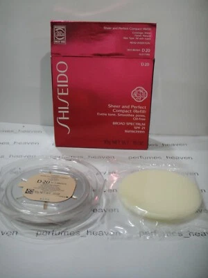 SHISEIDO SHEER AND PERFECT COMPACT REFILL SPF 21 SHADE D20  RICH BROWN WITH BOX  - Image 1 of 2