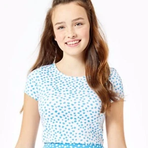 NEW LILLY PULITZER Girls Blue Polka Dot Thelma Top (Size 16 Juniors) - Picture 1 of 10