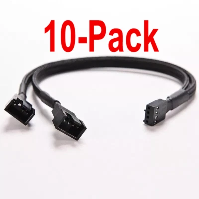 4-Pin PWM to Dual PWM Computer Fan Power Splitter Y 4 Pins Adapter Cable 10-Pack - Image 1 of 3