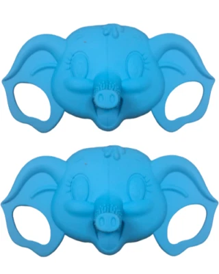 Mordedor de bebé - Elefante azul - Seguro/Suave/Alivio de la dentición - Juguete para bebé - LOTE de 2 Foto 1 de 3