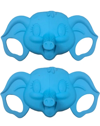 Mordedor de bebé - Elefante azul - Seguro/Suave/Alivio de la dentición - Juguete para bebé - LOTE de 2 Foto 1 de 3