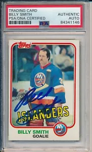 Billy Smith HOF NY Islanders Signed/Auto 1981 Topps Card #93 PSA/DNA 163644 - Bild 1 von 2