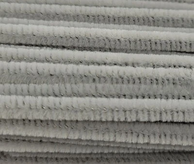 Caja 100 Gris Gris 12" Largo x 1/4" 6mm Limpiadores de Tubos Artesanal Chenilla Vástagos Foto 1 de 4