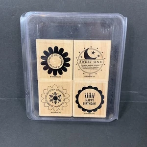 STAMPIN' UP! So Many Scallops Wood Rubber Stamps Set 4pc-NEW Christmas Birthday - Picture 1 of 5