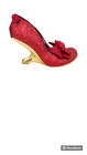 IRREGULAR CHOICE Red Glitter Sparkle/Metallic Gold Heels UK 7 Pre-Loved Party