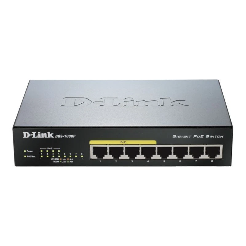 D-Link 8-Port Gigabit PoE+ Unmanaged Switch   DGS-1008P - image 1 of 1