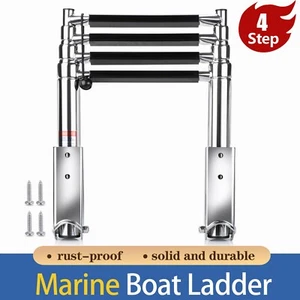 4 Steps Boat Ladder Folding Stainless Steel Telescoping Swimming 4 Step Ladder - Picture 1 of 6