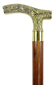 Brass Designer Head Premium Wooden Walking Stick Cane Antique Style Cane Gift - Picture 1 of 5