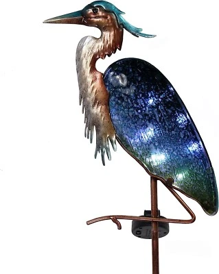 Solar Heron Crane Garden Decor Sculpture Yard Lawn Patio Art Stake Statue Accent - Image 1 of 4