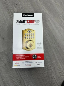 Kwikset SmartCode 914 Touchpad Electronic Deadbolt Door Smart Lock GOLD - Picture 1 of 3