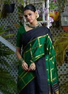 Bollywood South Indian Saree Blouse Bridal Banarasi Silk Sari Party Wedding New - Picture 1 of 10