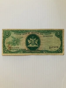 Trinidad and Tobago 5 Dollars ND (1977) P-31 Rare Signature - Picture 1 of 2