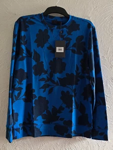 G/Fore Luxe Racer Blue Floral Golf Men's Crewneck Mid Layer Sweatshirt UK size M - Picture 1 of 9