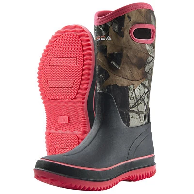 HISEA Mujer Bota de Lluvia y Nieve Impermeable Antideslizante Tirar de la Manga Jardín Bota de Barro Foto 1 de 4