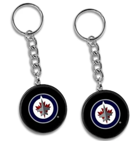 Winnipeg Jets Mini Hockey Puck Team Logo Keychains (2-Pack) Cover