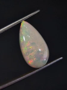 Opal Gemstone Certified White Natural Loose Pear Cabochon Untreated Ethiopia - Picture 1 of 8